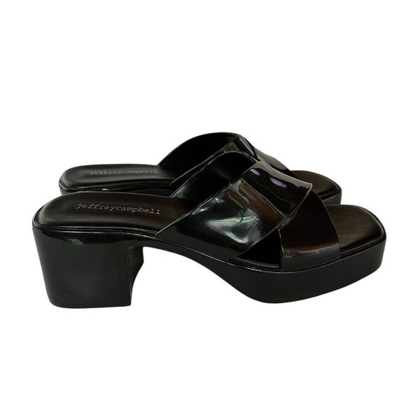 Jeffrey Campbell Bubblegum Shiny Black Chunky 90s Platform Slide Sandal Size 6 - Picture 11 of 11